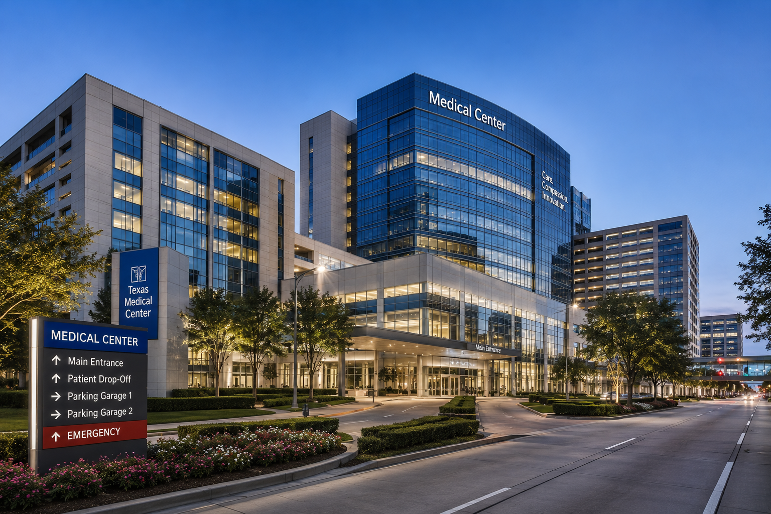 Hospital and medical center with polished natural stone floors in Houston TX