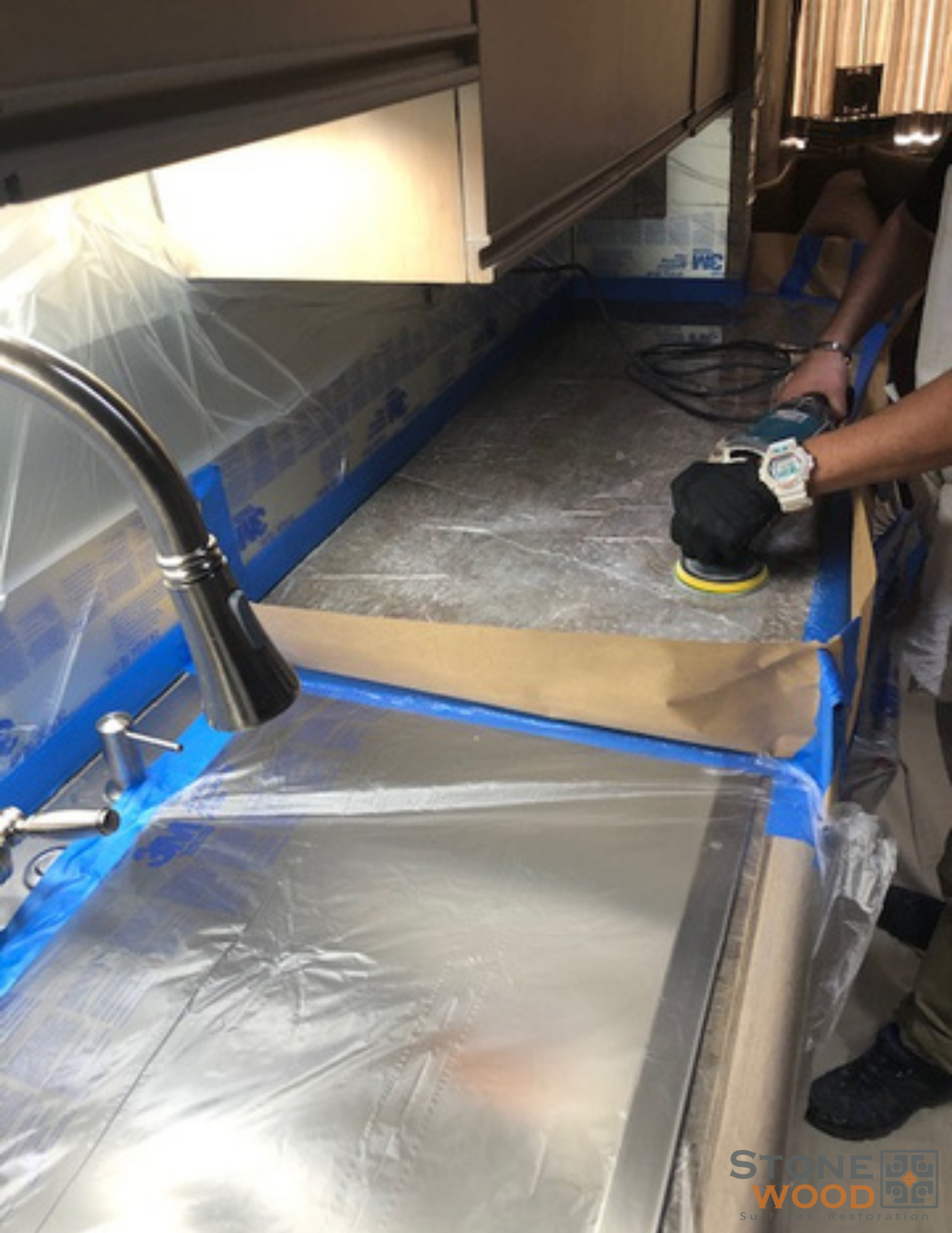 Granite polishing process in Houston