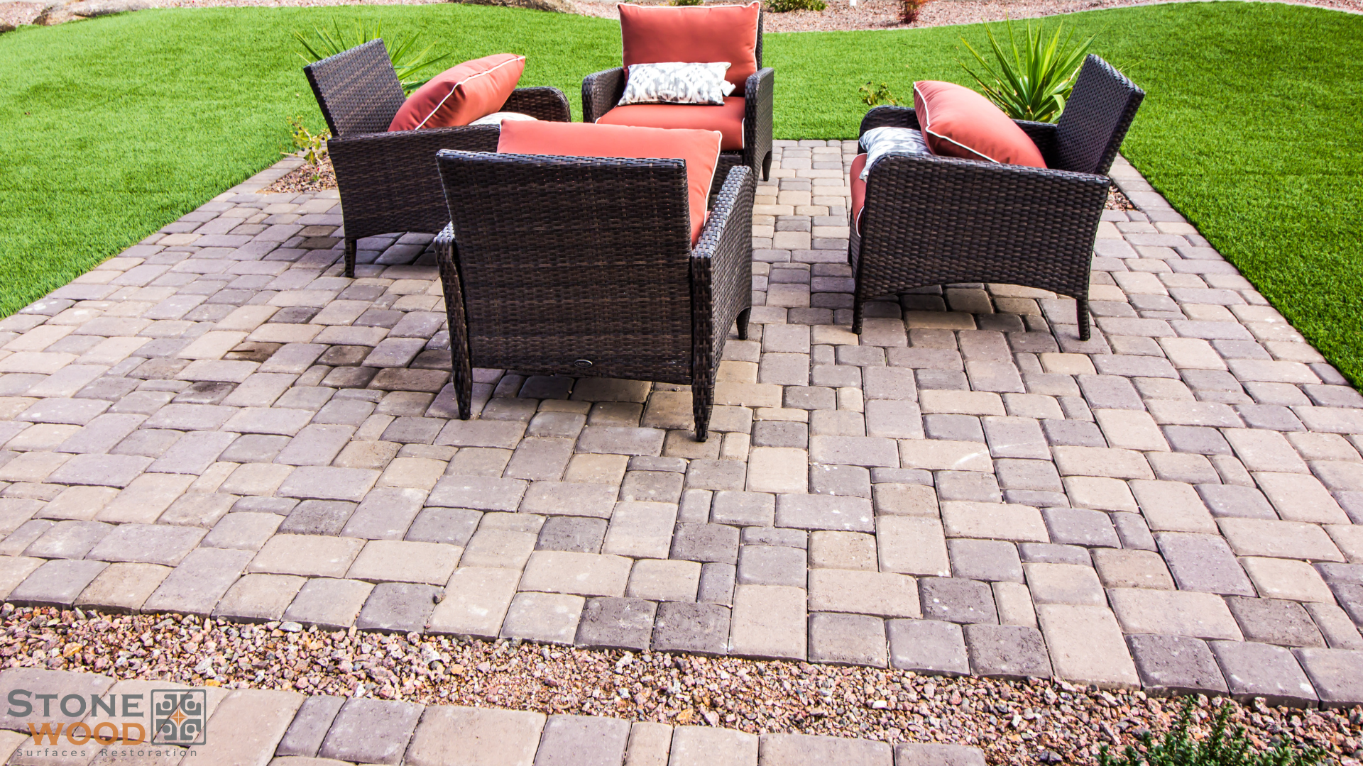 Outdoor entertainment area paver restoration in Houston
