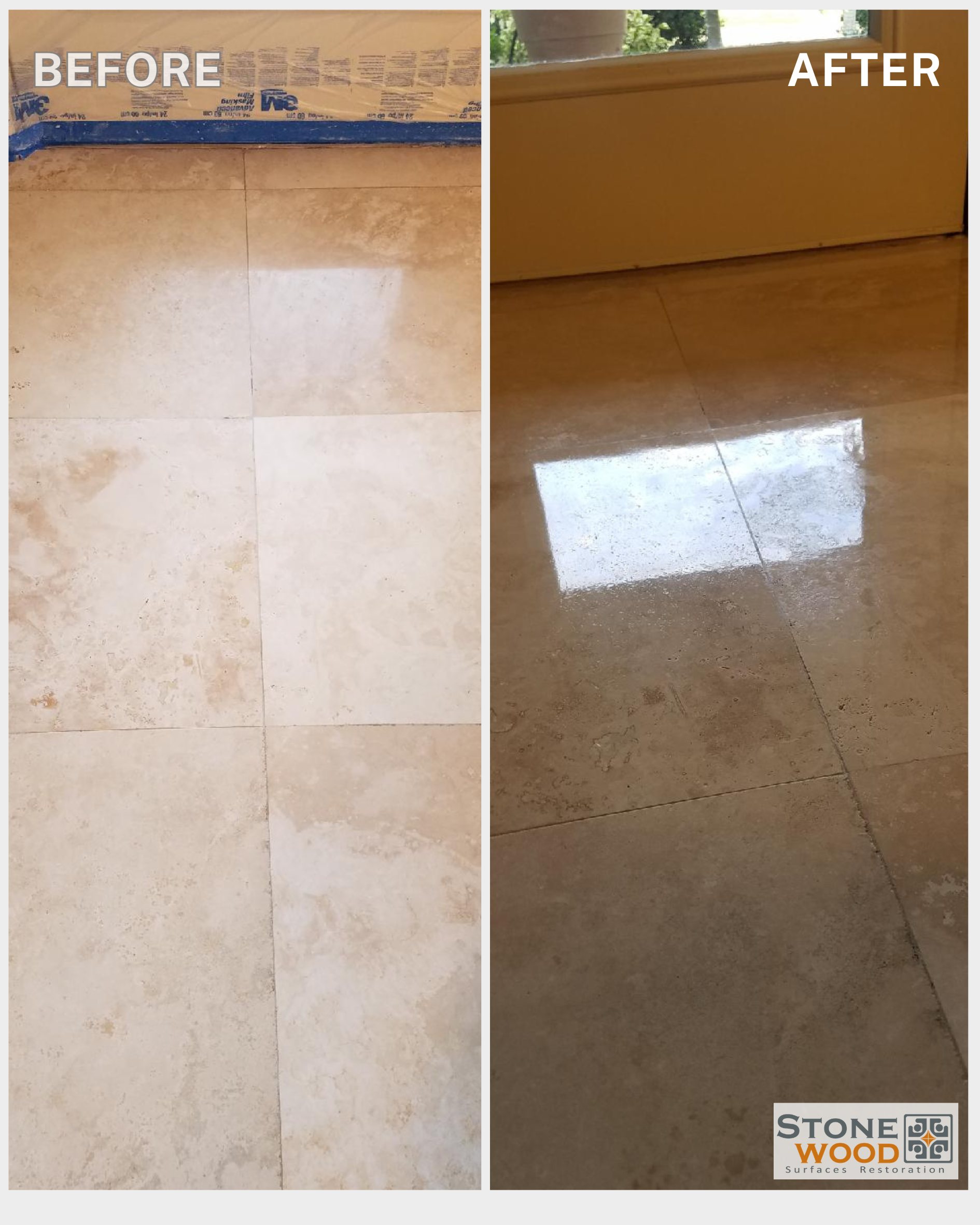 Travertine restoration services in Houston