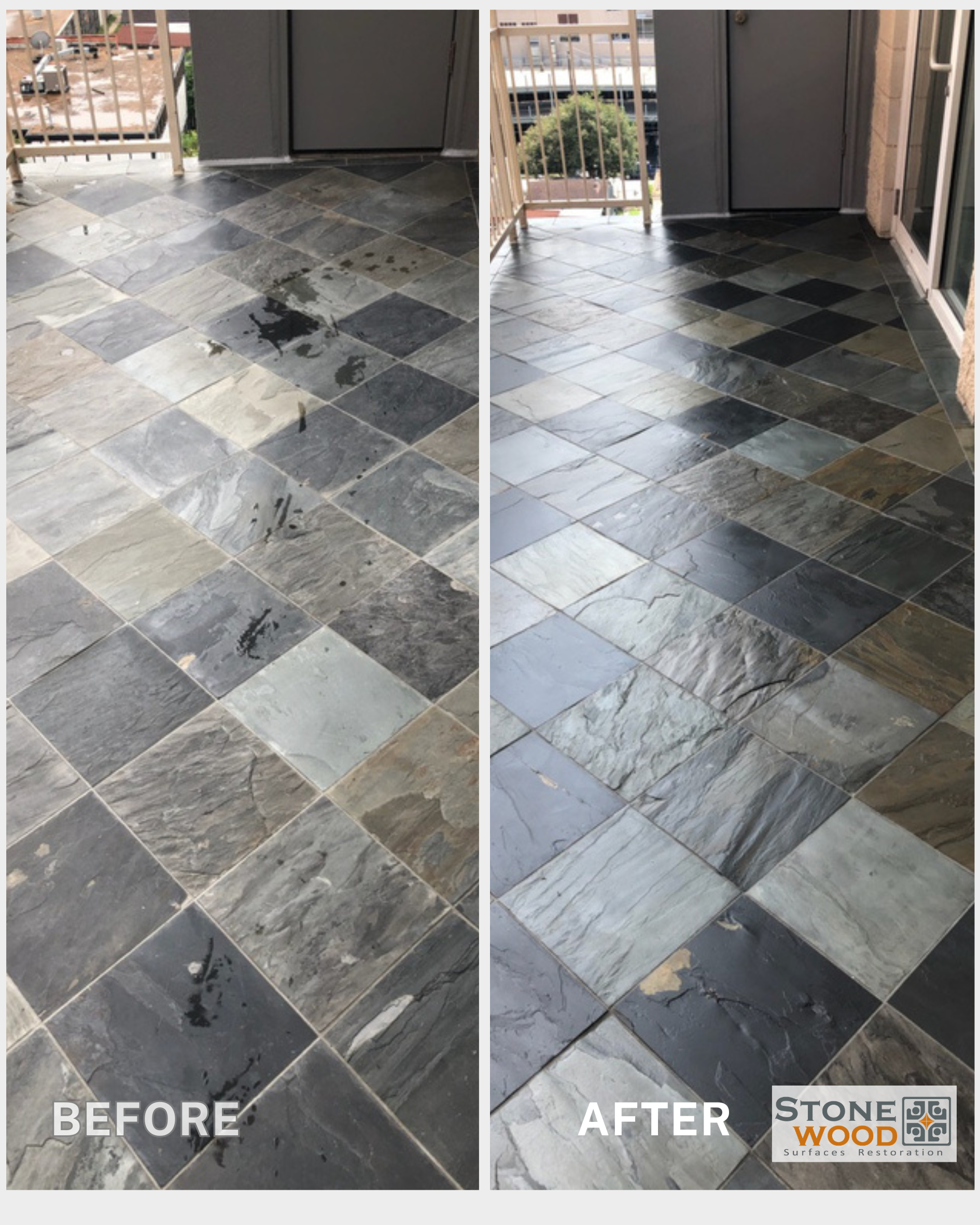 Stone floor restoration and surface care in Houston